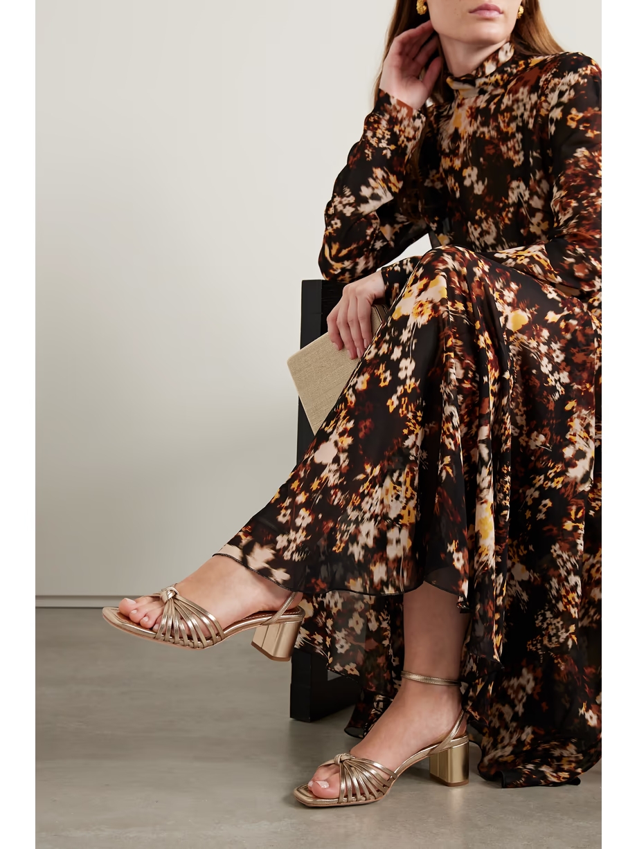 + NET SUSTAIN Olivia knotted metallic leather sandals + NET SUSTAIN Olivia knotted metallic leather sandals