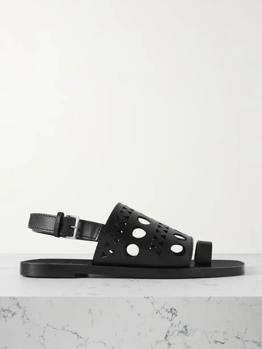 Laser-cut leather slingback sandals Laser-cut leather slingback sandals