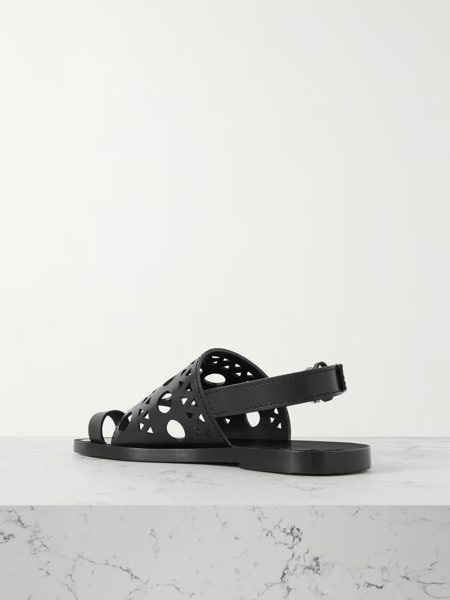 Laser-cut leather slingback sandals Laser-cut leather slingback sandals