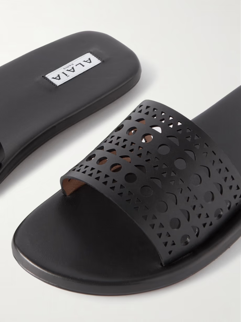 Laser-cut leather slides Laser-cut leather slides