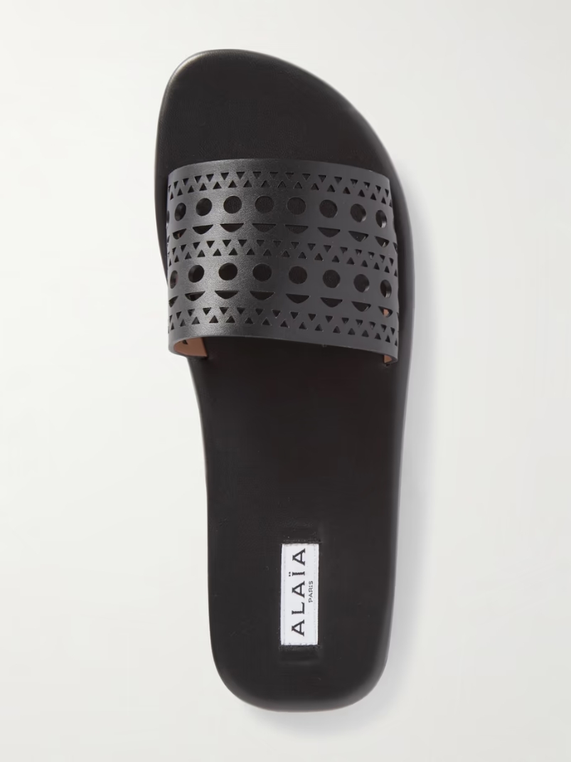 Laser-cut leather slides Laser-cut leather slides