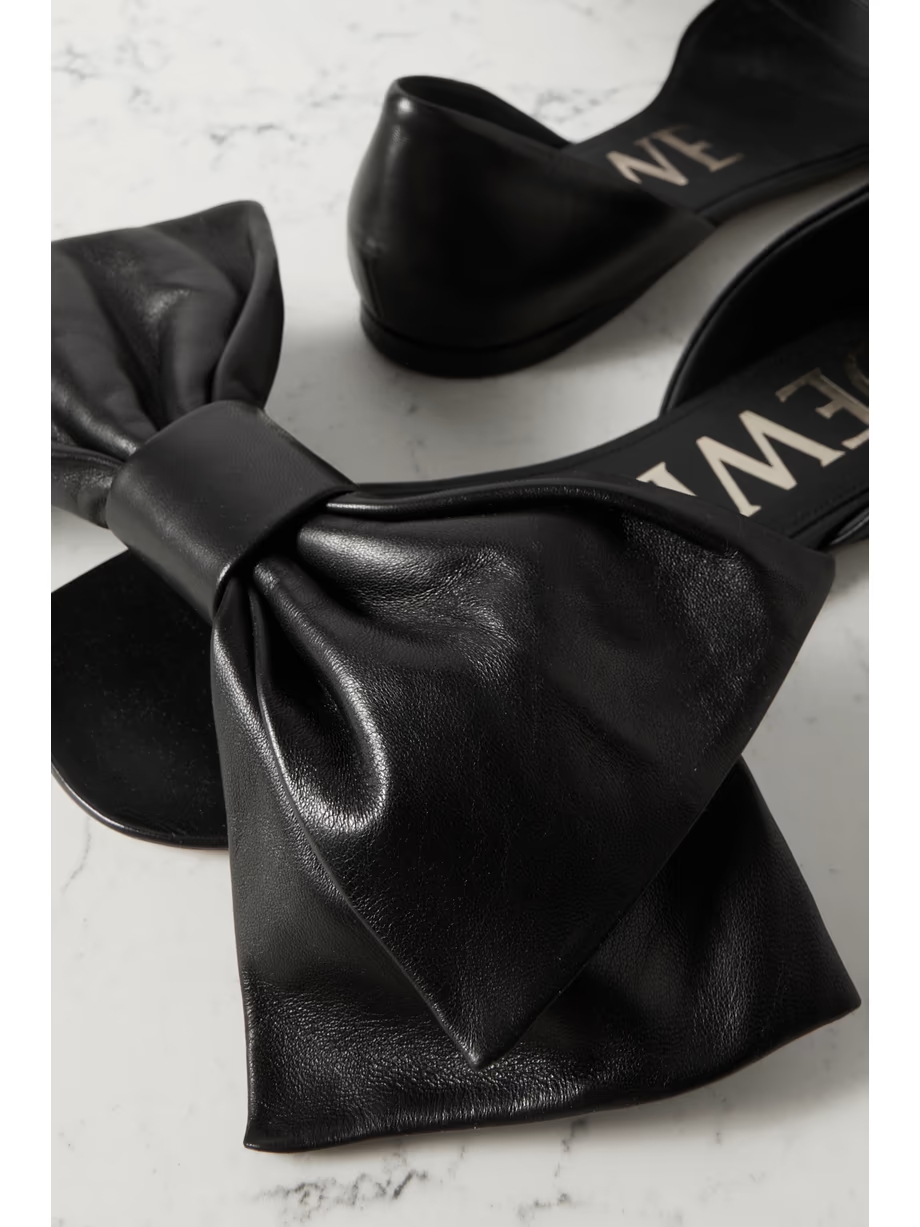 Toy bow-detailed leather slides Toy bow-detailed leather slides