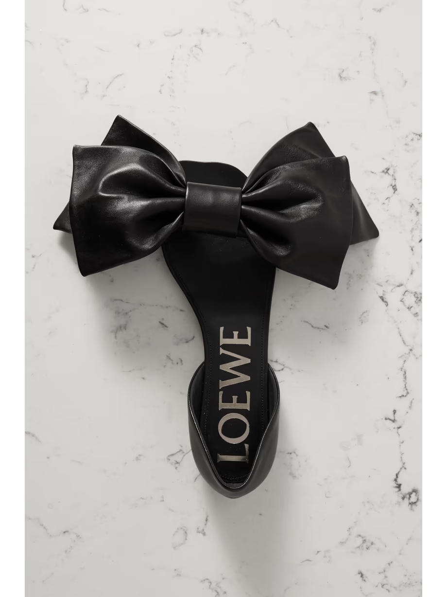 Toy bow-detailed leather slides Toy bow-detailed leather slides