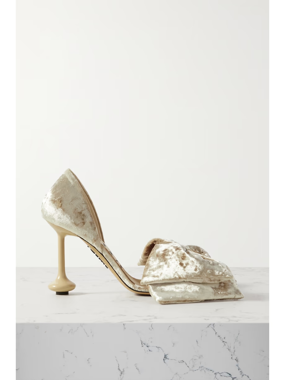 Toy bow-detailed crushed-velvet sandals Toy bow-detailed crushed-velvet sandals