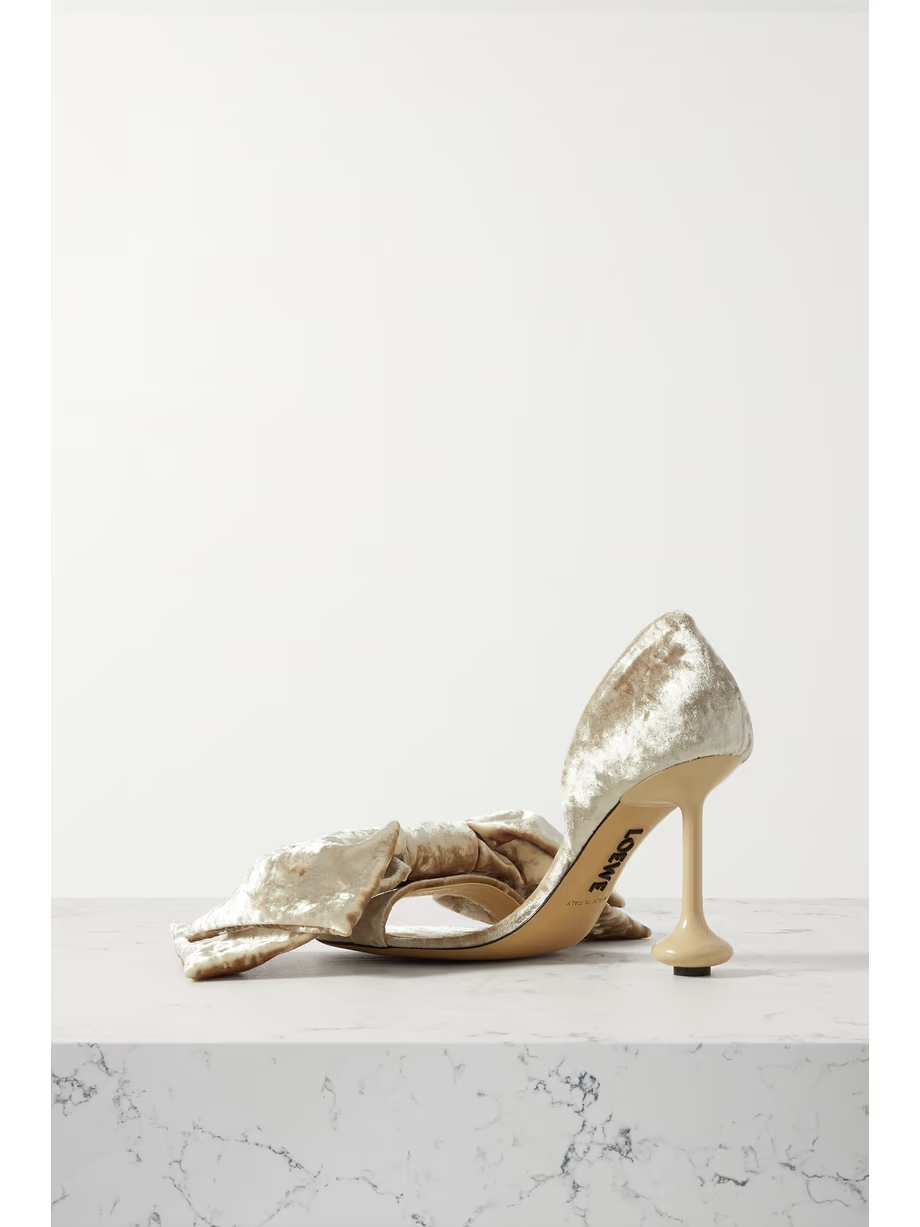 Toy bow-detailed crushed-velvet sandals Toy bow-detailed crushed-velvet sandals