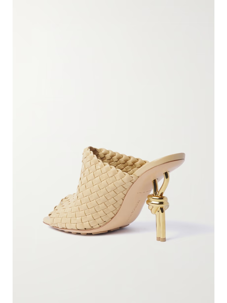 Knot embellished intrecciato leather mules Knot embellished intrecciato leather mules