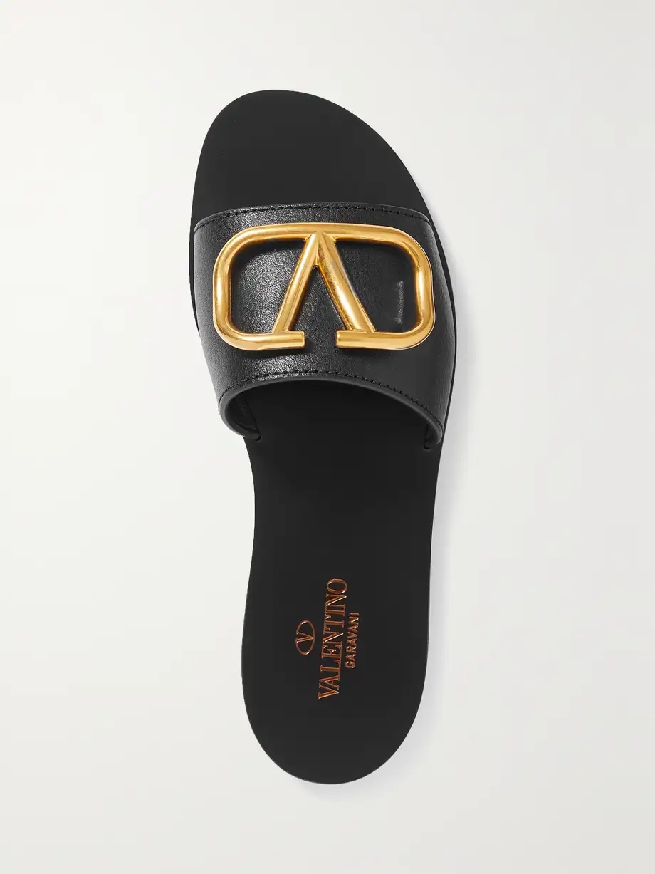 Valentino Garavani VLOGO textured-leather slides Valentino Garavani VLOGO textured-leather slides