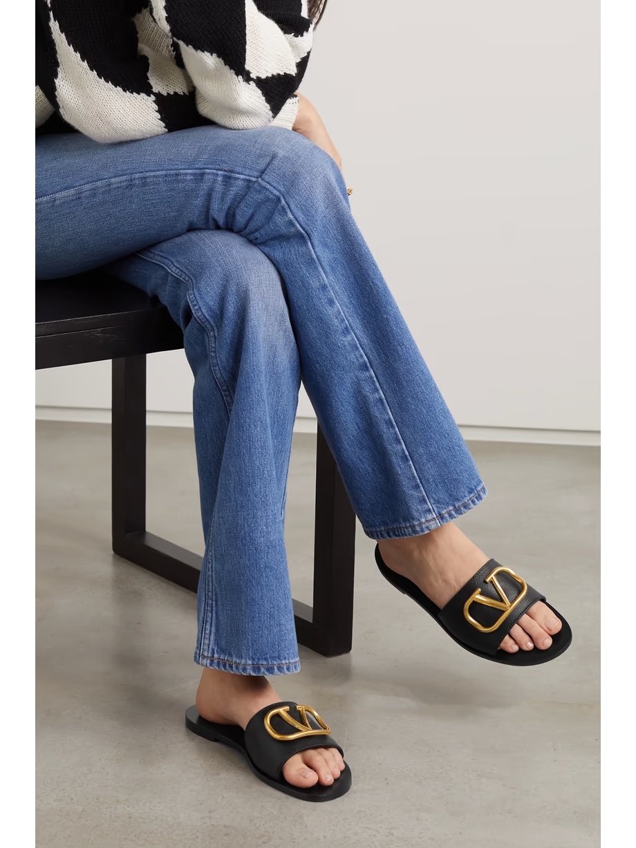 Valentino Garavani VLOGO textured-leather slides Valentino Garavani VLOGO textured-leather slides