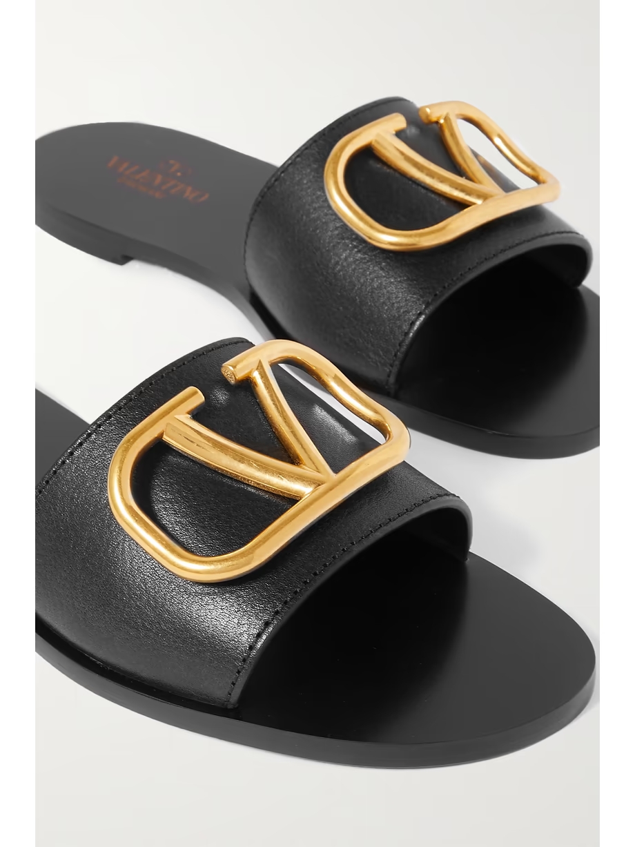 Valentino Garavani VLOGO textured-leather slides Valentino Garavani VLOGO textured-leather slides