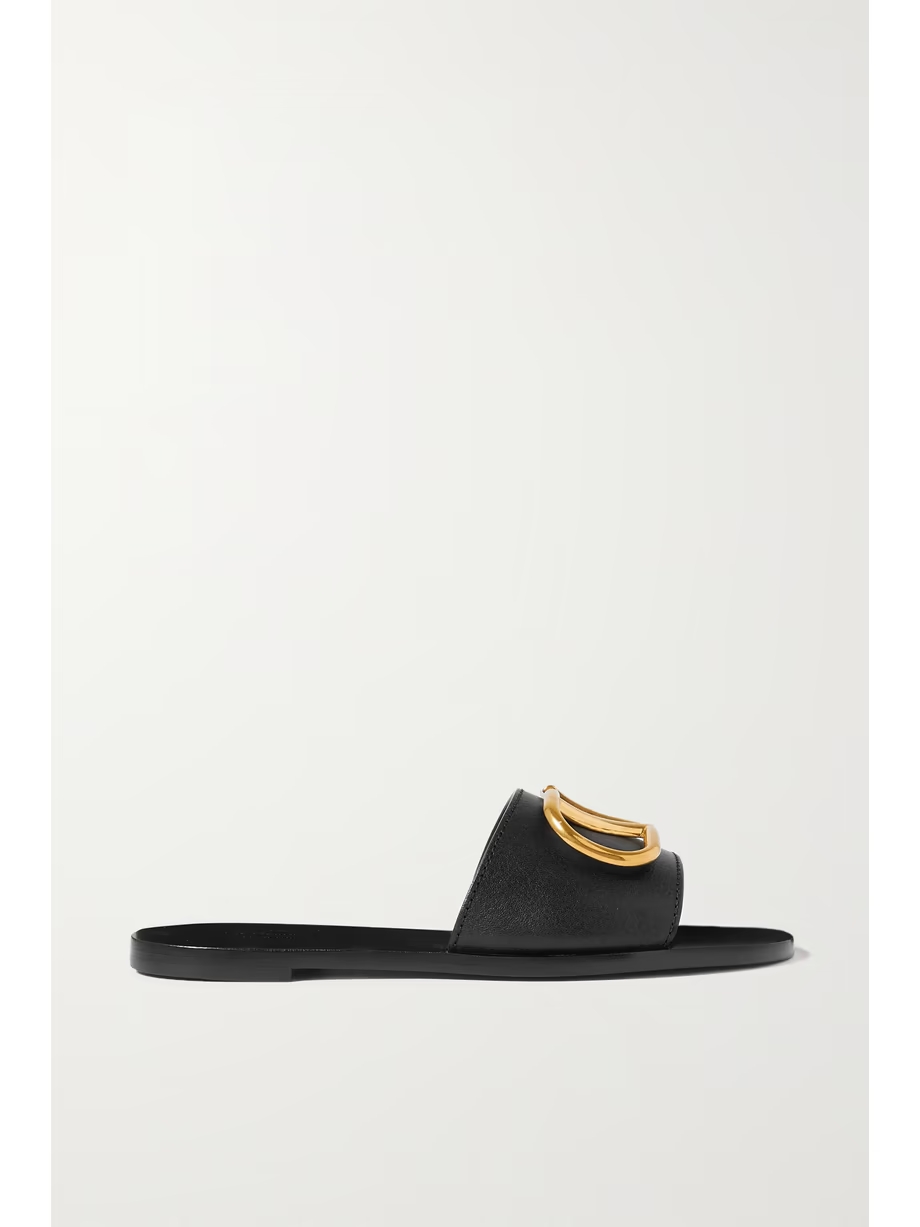 Valentino Garavani VLOGO textured-leather slides Valentino Garavani VLOGO textured-leather slides