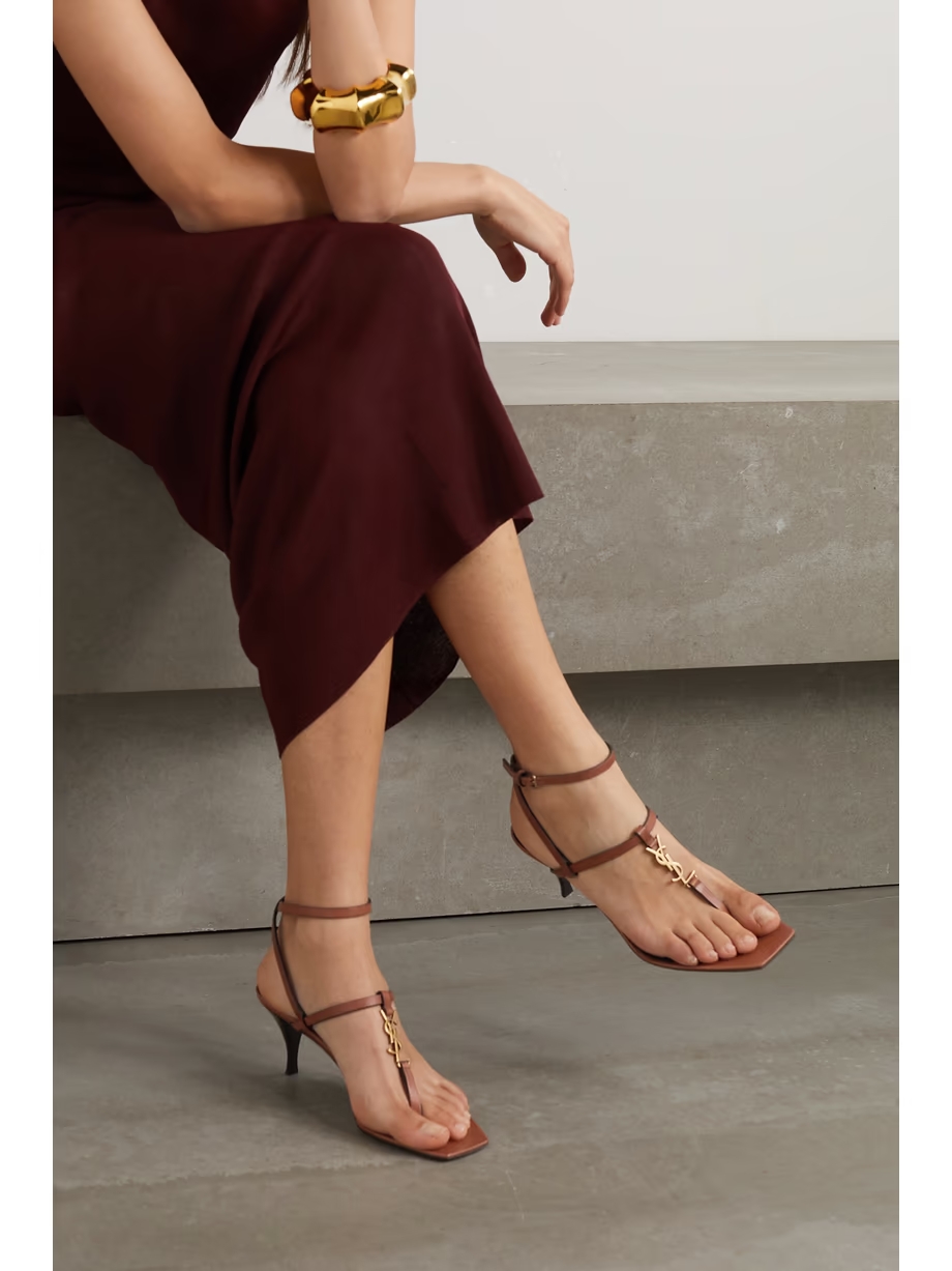 Cassandra logo-embellished leather sandals Cassandra logo-embellished leather sandals