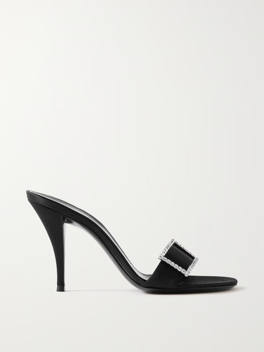 Simone crystal-embellished satin mules Simone crystal-embellished satin mules