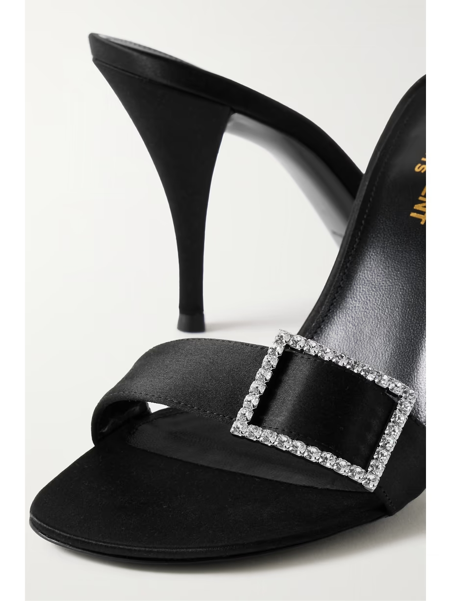 Simone crystal-embellished satin mules Simone crystal-embellished satin mules