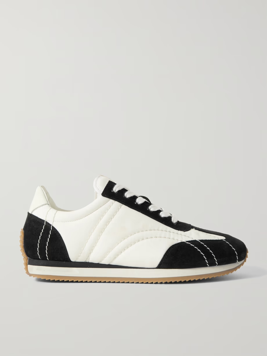 The Sport leather-trimmed suede and shell sneakers The Sport leather-trimmed suede and shell sneakers