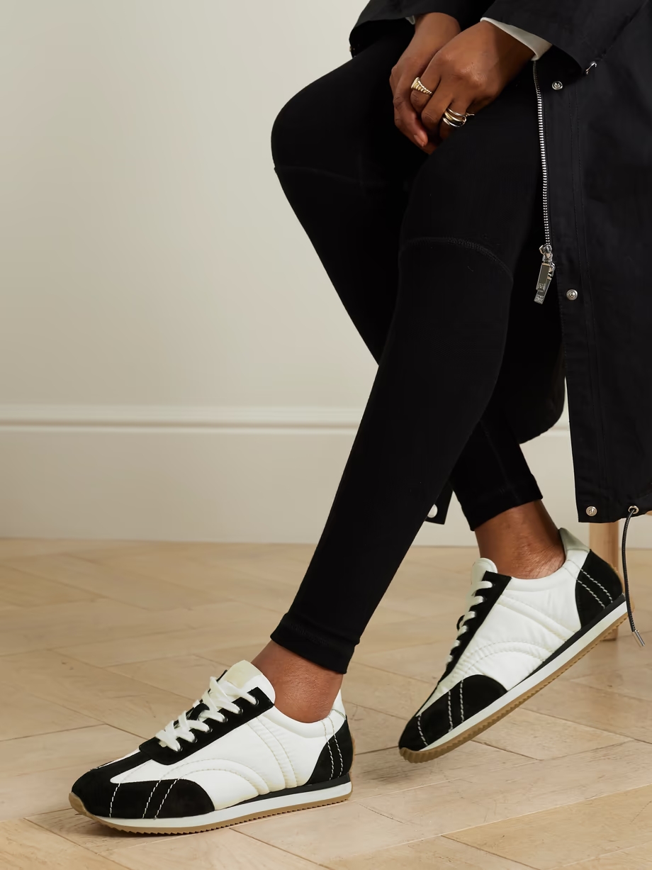 The Sport leather-trimmed suede and shell sneakers The Sport leather-trimmed suede and shell sneakers