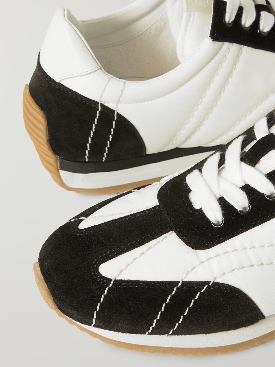 The Sport leather-trimmed suede and shell sneakers The Sport leather-trimmed suede and shell sneakers