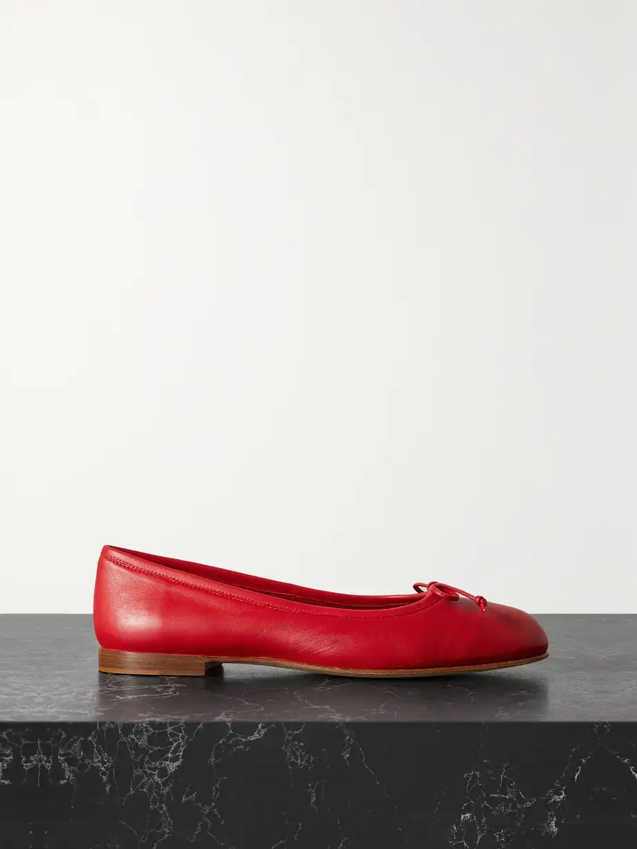 Veralli bow-detailed leather ballet flats Veralli bow-detailed leather ballet flats