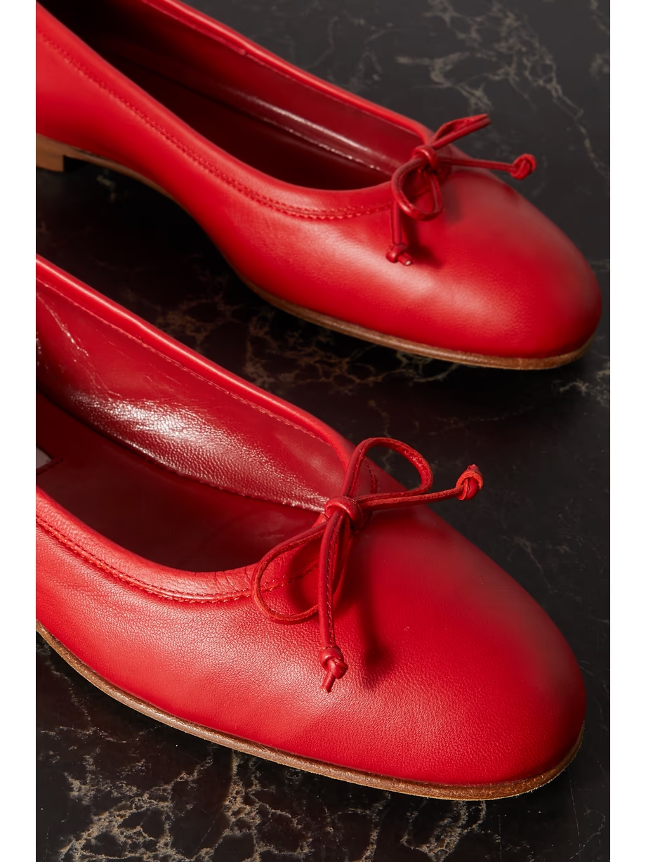 Veralli bow-detailed leather ballet flats Veralli bow-detailed leather ballet flats