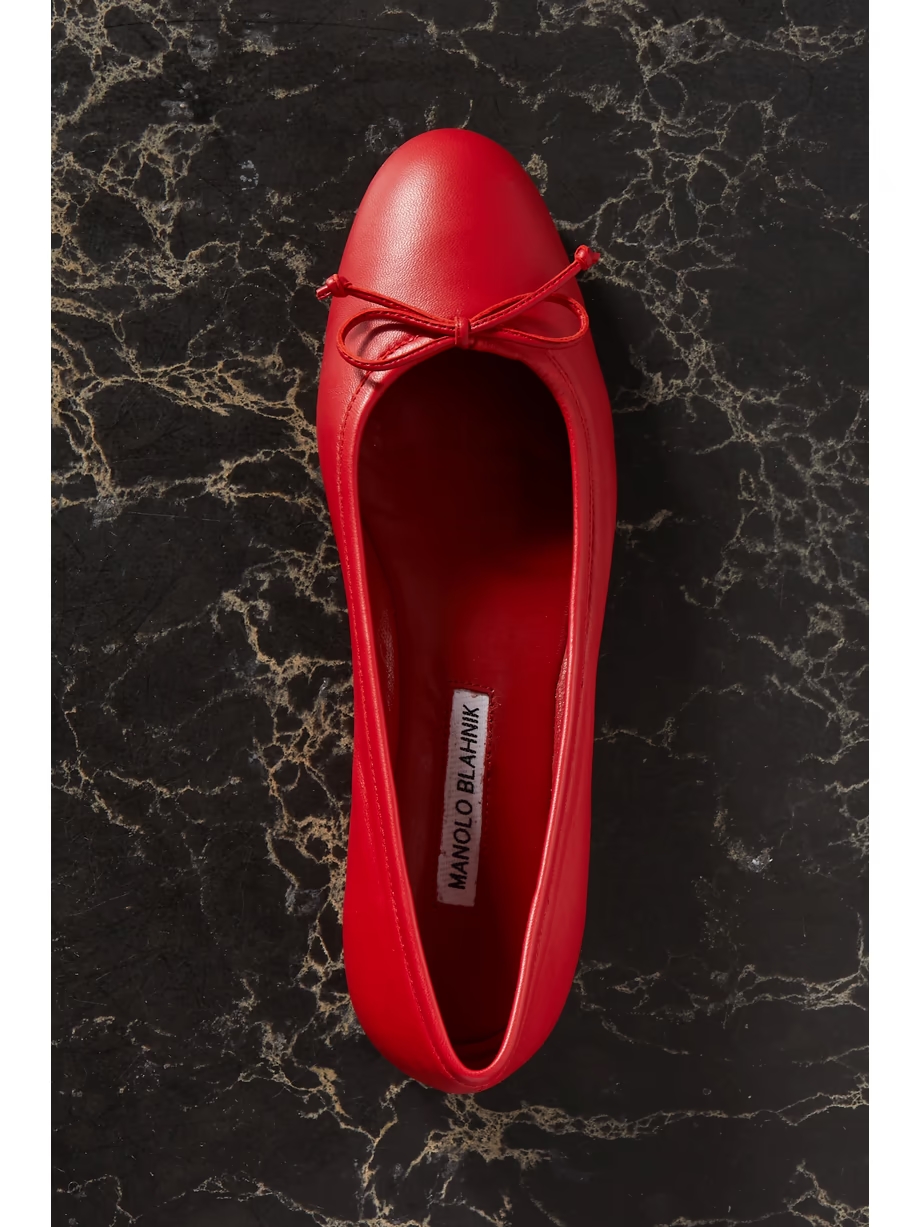 Veralli bow-detailed leather ballet flats Veralli bow-detailed leather ballet flats