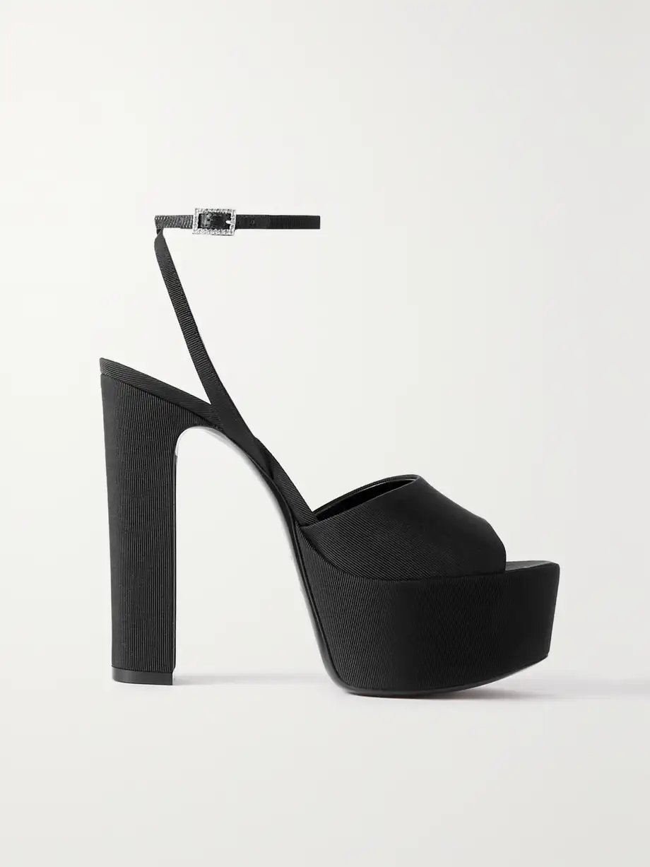 Jodie crystal-embellished grosgrain platform sandals Jodie crystal-embellished grosgrain platform sandals