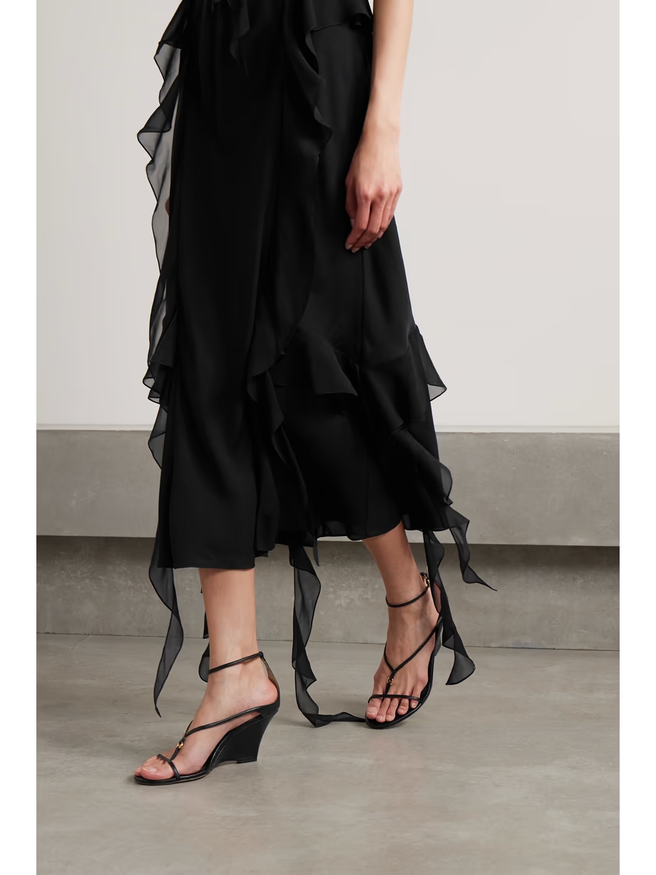 Marion embellished leather wedge sandals Marion embellished leather wedge sandals