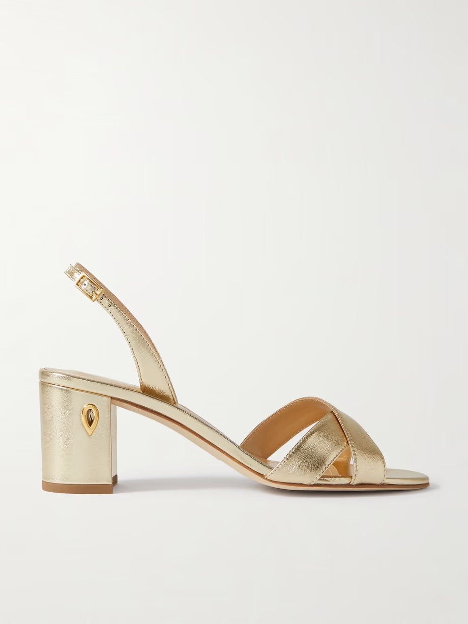 Leonardo 65 metallic leather slingback sandals Leonardo 65 metallic leather slingback sandals
