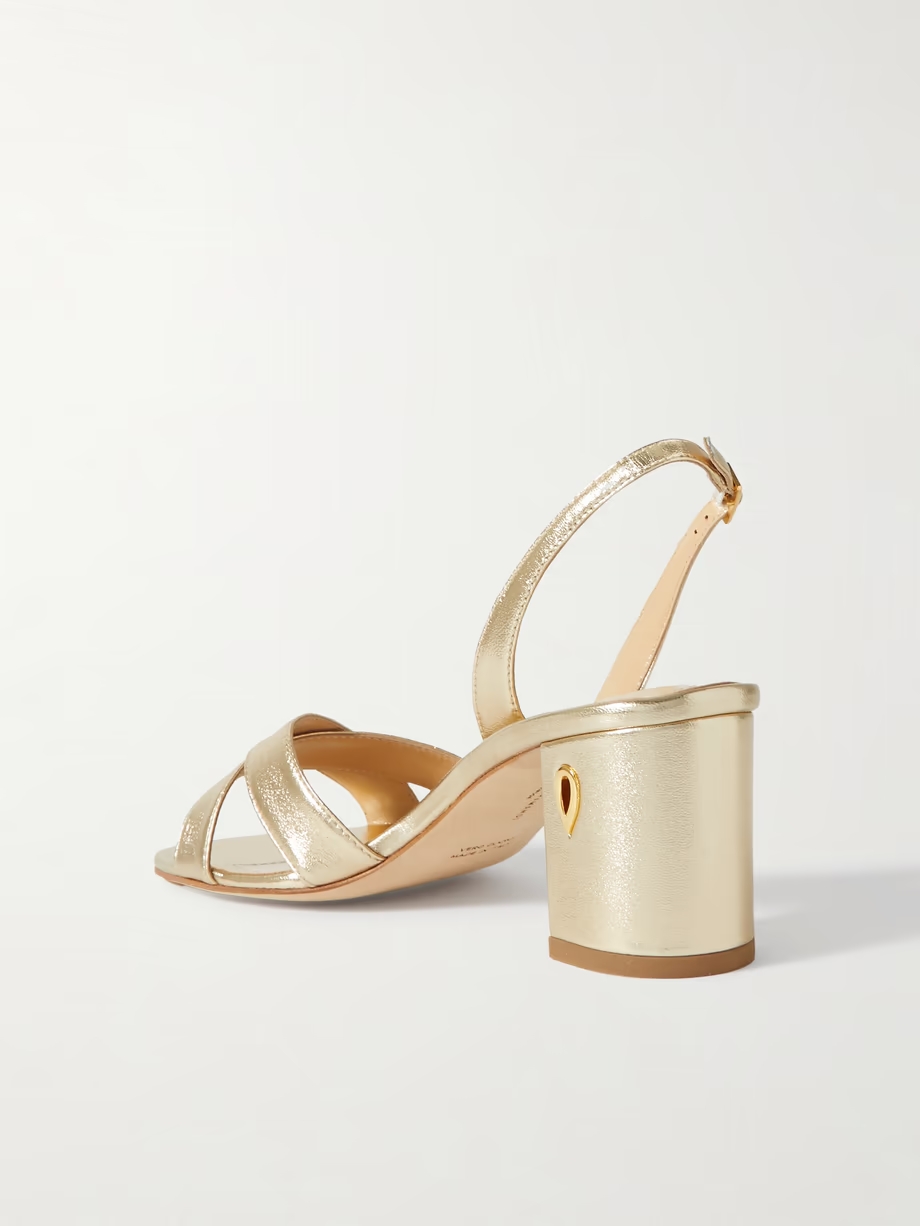 Leonardo 65 metallic leather slingback sandals Leonardo 65 metallic leather slingback sandals