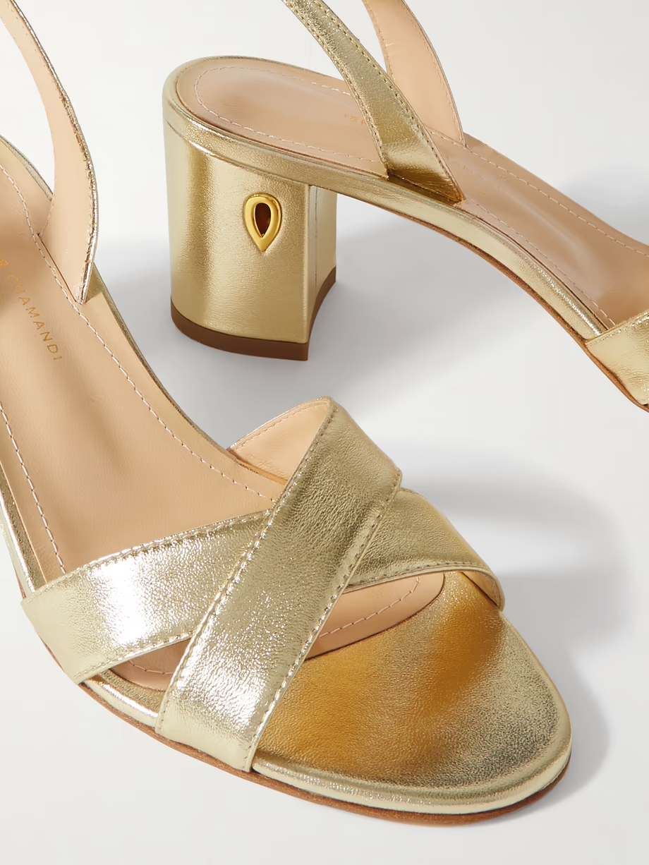 Leonardo 65 metallic leather slingback sandals Leonardo 65 metallic leather slingback sandals