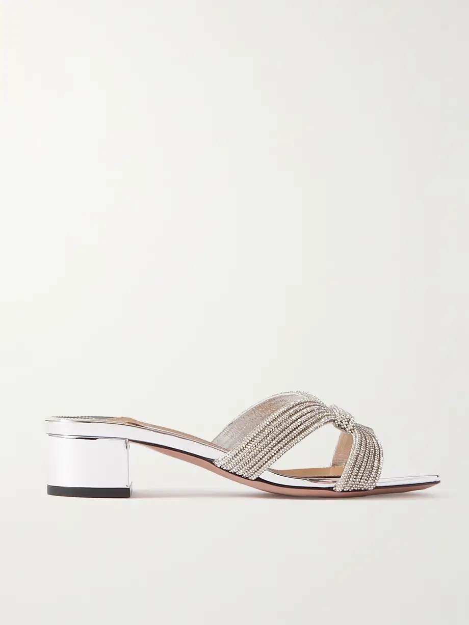 Muse 35 crystal-embellished metallic leather mules Muse 35 crystal-embellished metallic leather mules