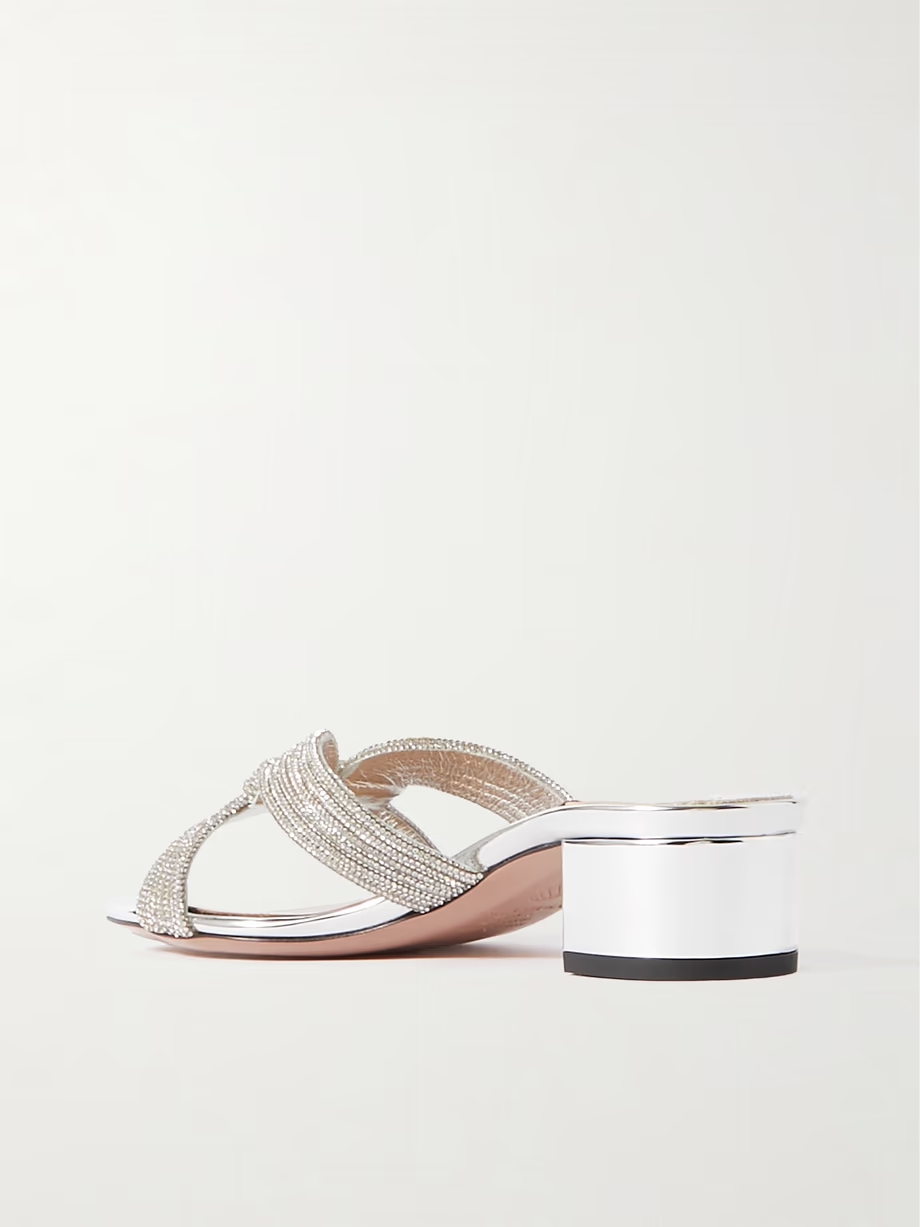 Muse 35 crystal-embellished metallic leather mules Muse 35 crystal-embellished metallic leather mules