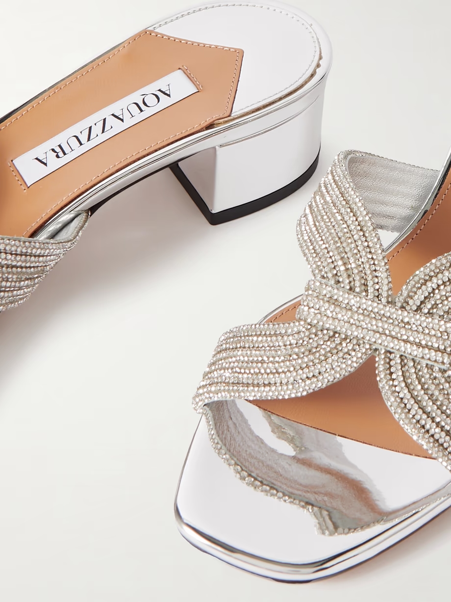 Muse 35 crystal-embellished metallic leather mules Muse 35 crystal-embellished metallic leather mules