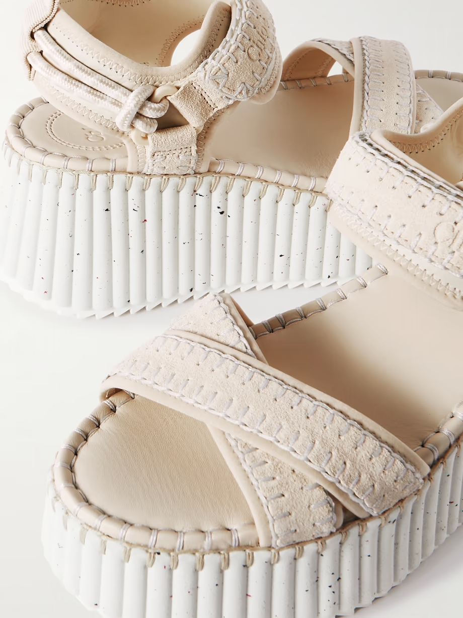 + NET SUSTAIN Nama suede and leather platform sandals + NET SUSTAIN Nama suede and leather platform sandals