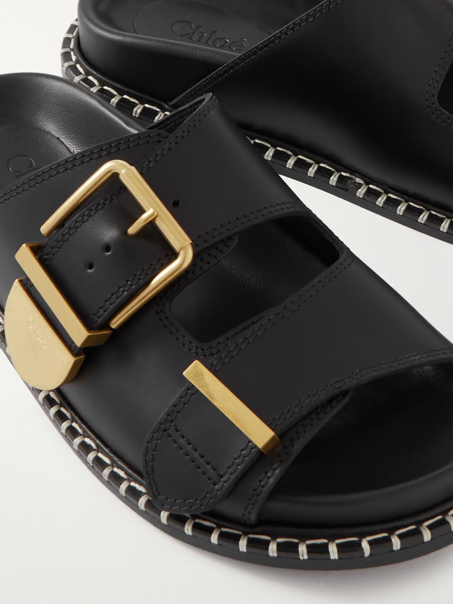 + NET SUSTAIN Rebecca whipstiched leather slides + NET SUSTAIN Rebecca whipstiched leather slides