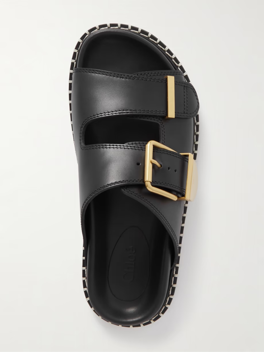 + NET SUSTAIN Rebecca whipstiched leather slides + NET SUSTAIN Rebecca whipstiched leather slides