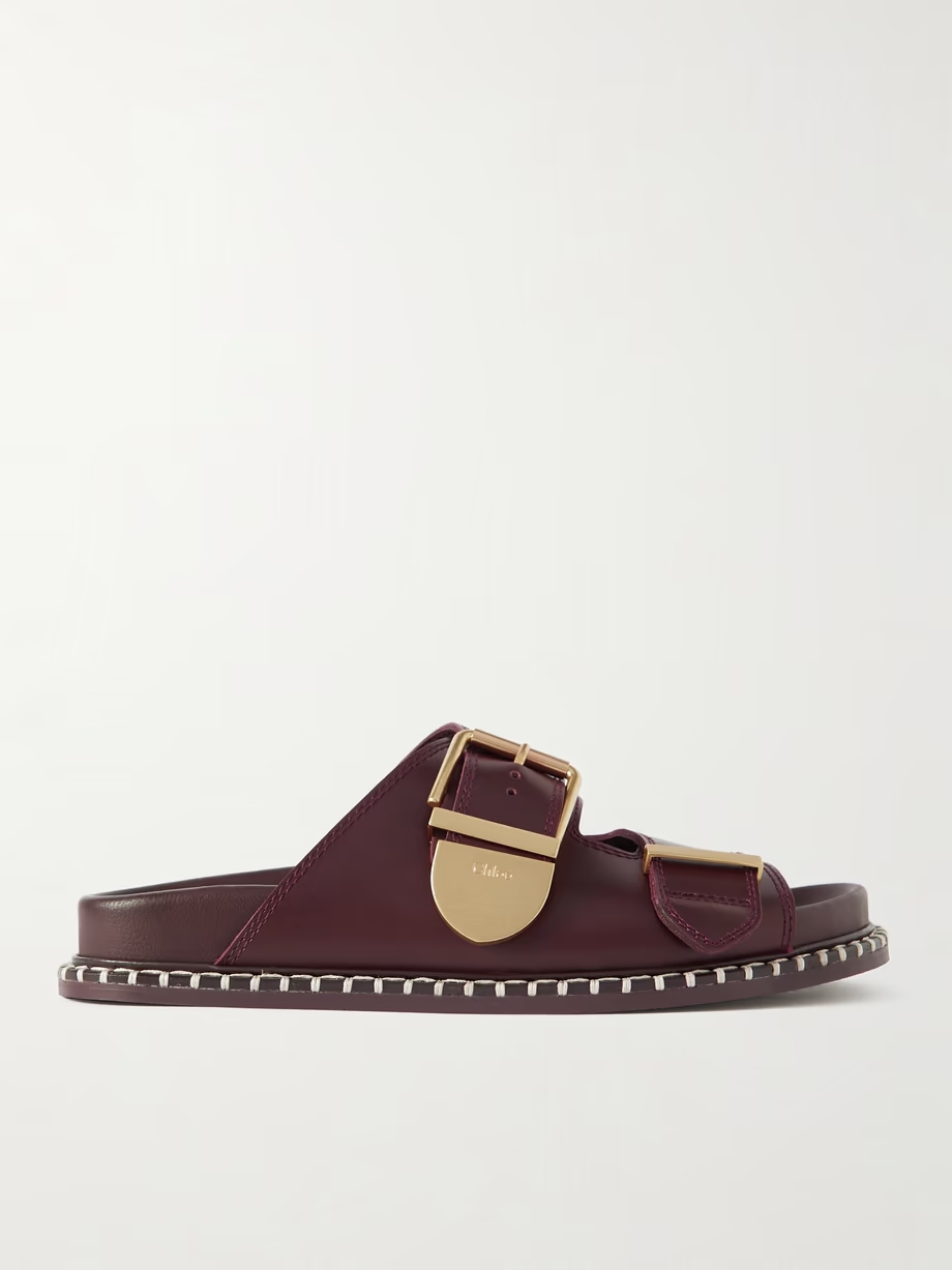 + NET SUSTAIN Rebecca whipstiched leather slides + NET SUSTAIN Rebecca whipstiched leather slides