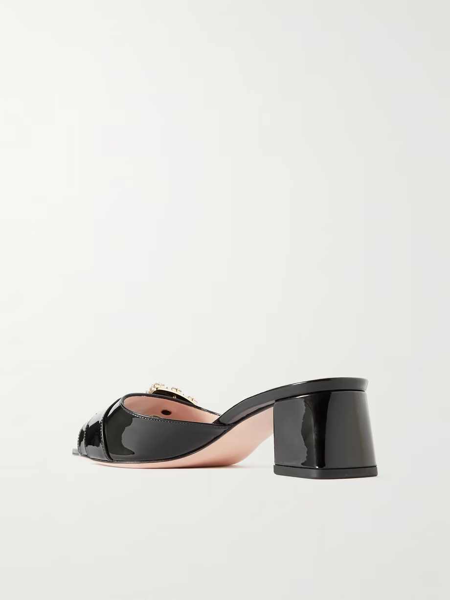Bikiviv crystal-embellished patent-leather mules Bikiviv crystal-embellished patent-leather mules