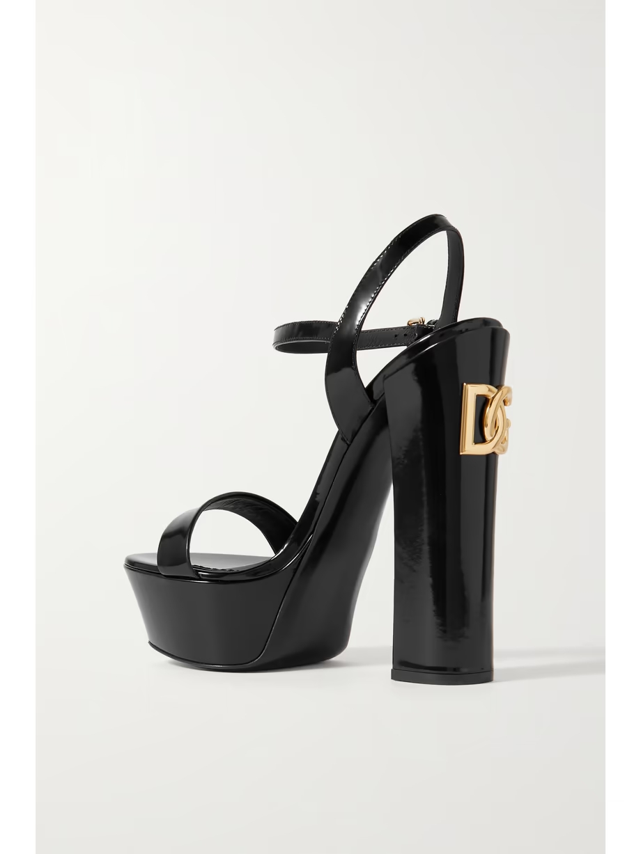Keira logo-embellished patent-leather platform sandals Keira logo-embellished patent-leather platform sandals