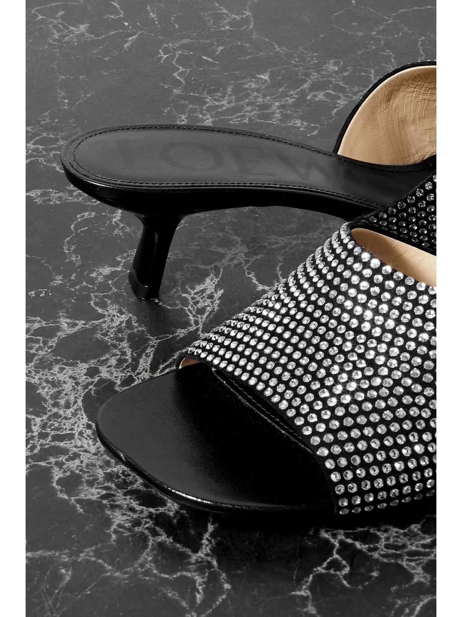 Petal crystal-embellished suede mules Petal crystal-embellished suede mules