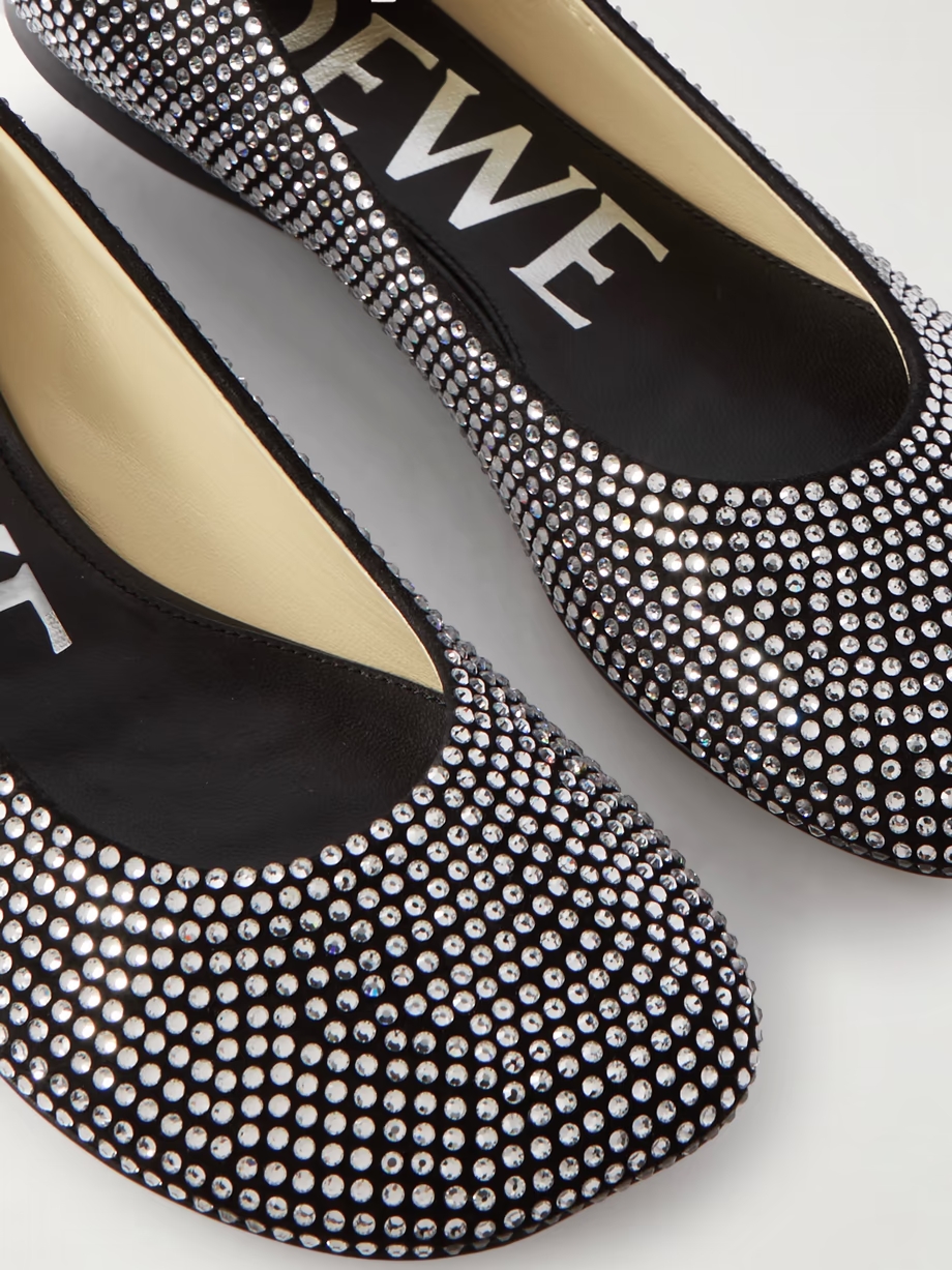Crystal-embellished suede ballet flats Crystal-embellished suede ballet flats