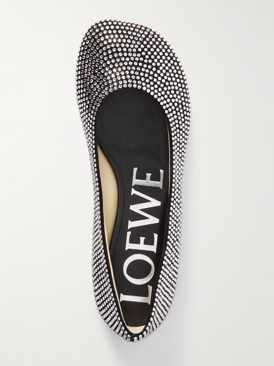 Crystal-embellished suede ballet flats Crystal-embellished suede ballet flats