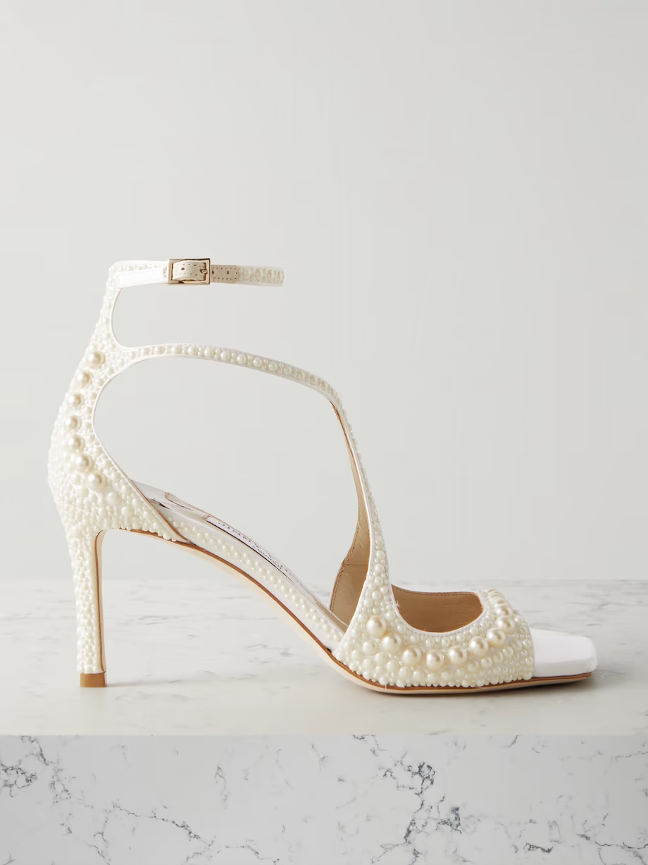 Azia 75 faux pearl-embellished satin sandals Azia 75 faux pearl-embellished satin sandals