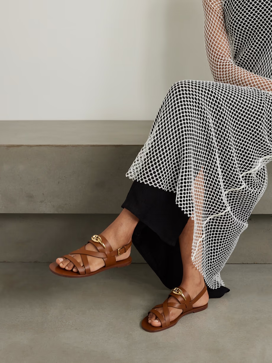 VLOGO embellished leather sandals VLOGO embellished leather sandals