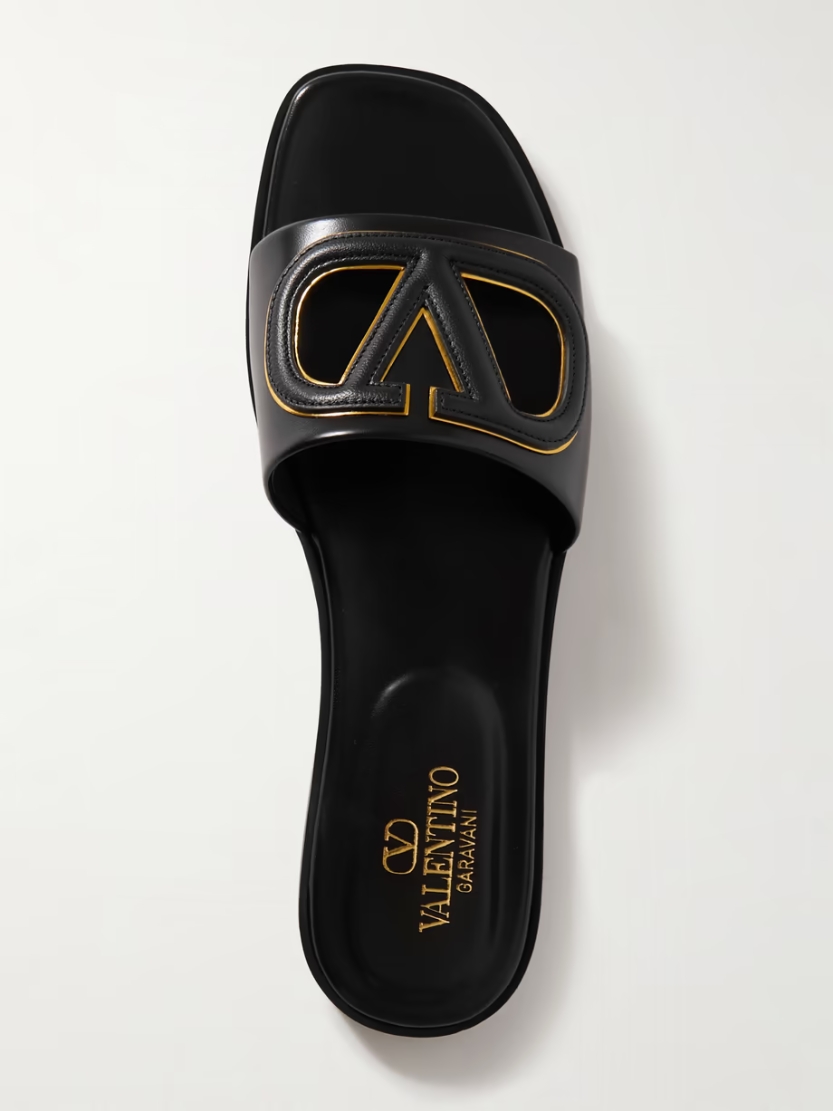 VLOGO cutout leather slides VLOGO cutout leather slides