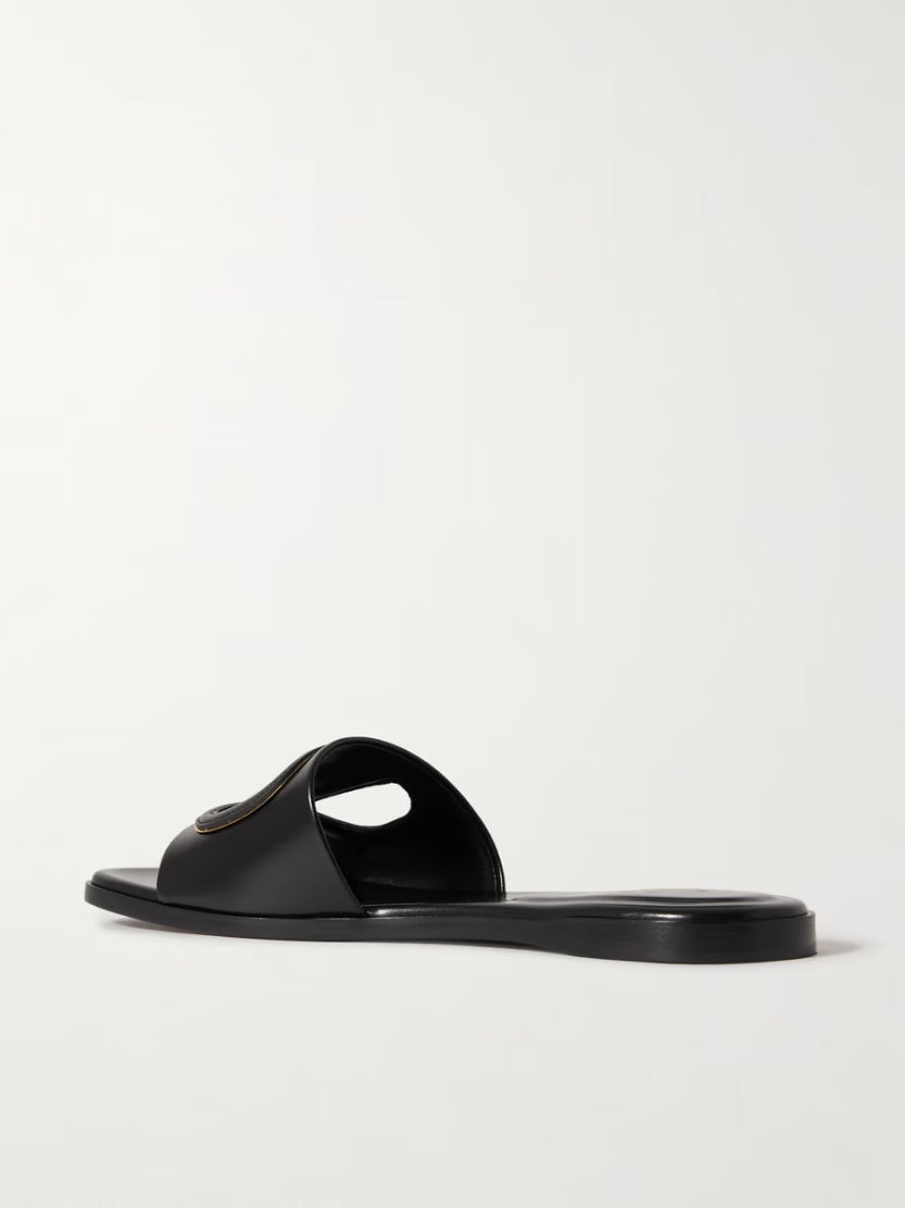 VLOGO cutout leather slides VLOGO cutout leather slides