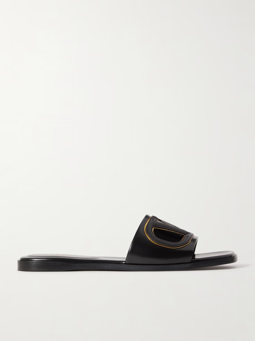 VLOGO cutout leather slides VLOGO cutout leather slides
