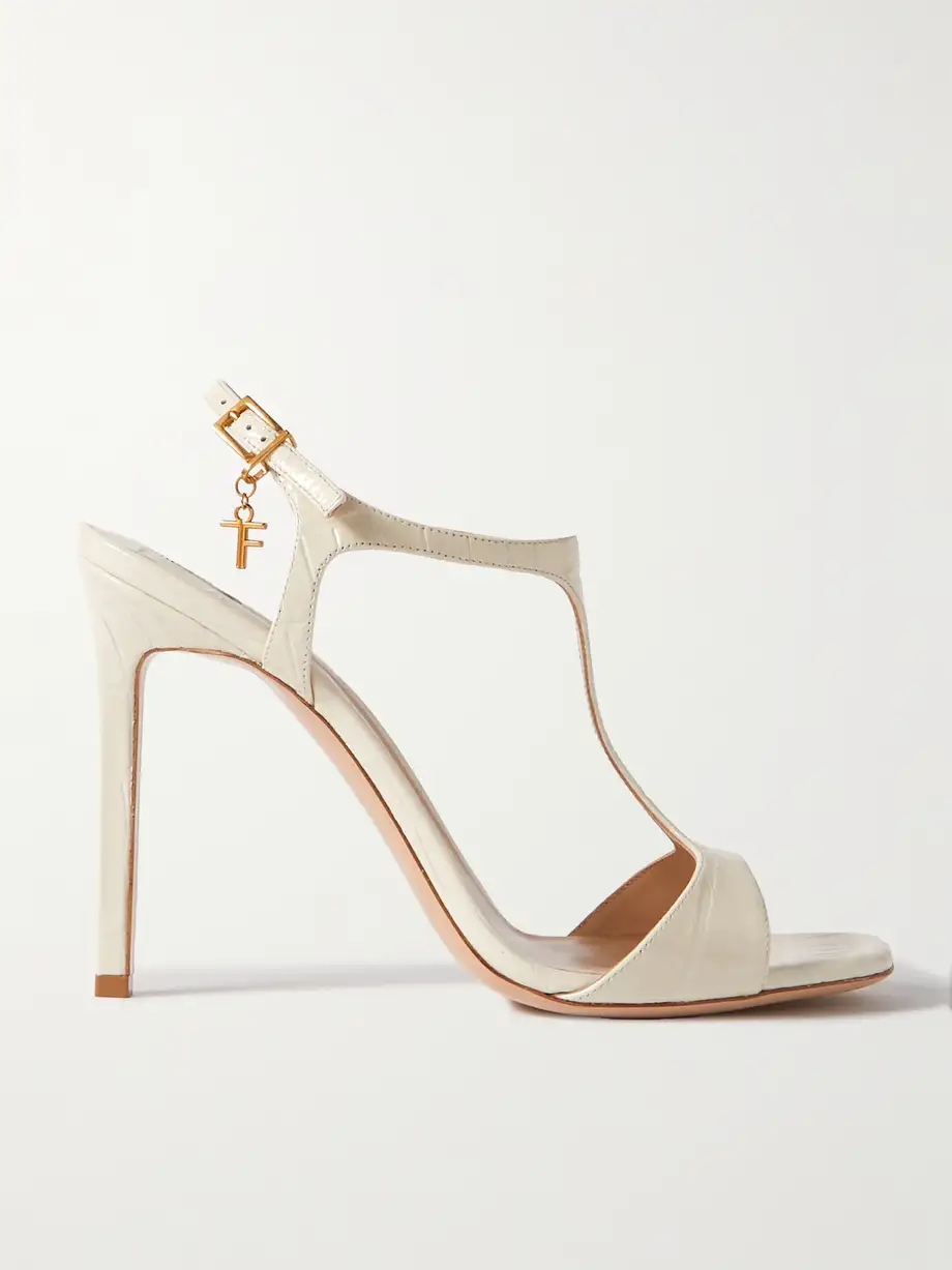 Angelina logo-embellished croc-effect leather sandals Angelina logo-embellished croc-effect leather sandals