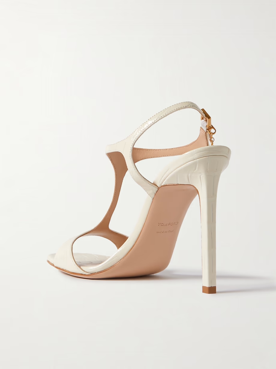 Angelina logo-embellished croc-effect leather sandals Angelina logo-embellished croc-effect leather sandals