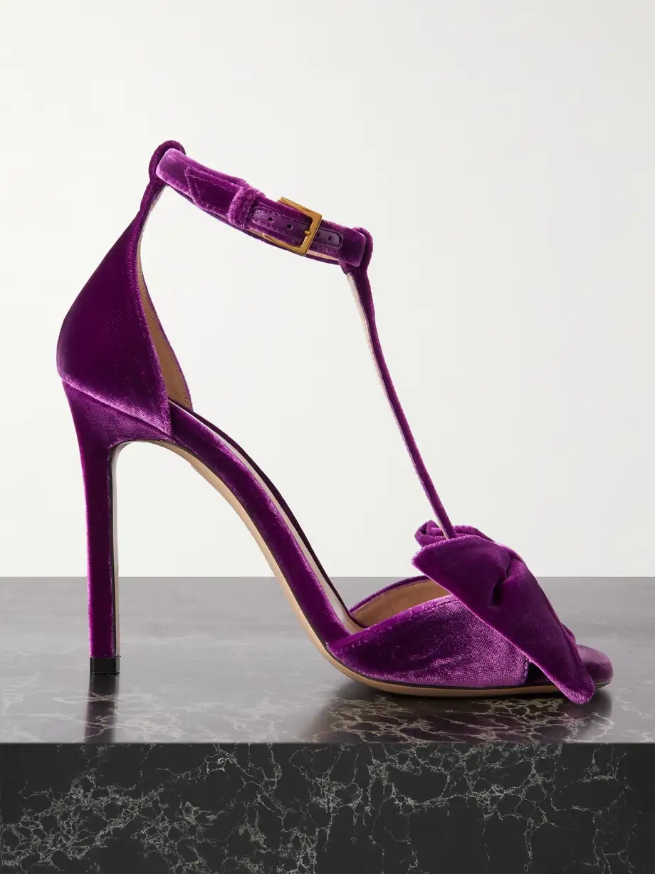 Brigitte bow-embellished velvet sandals Brigitte bow-embellished velvet sandals