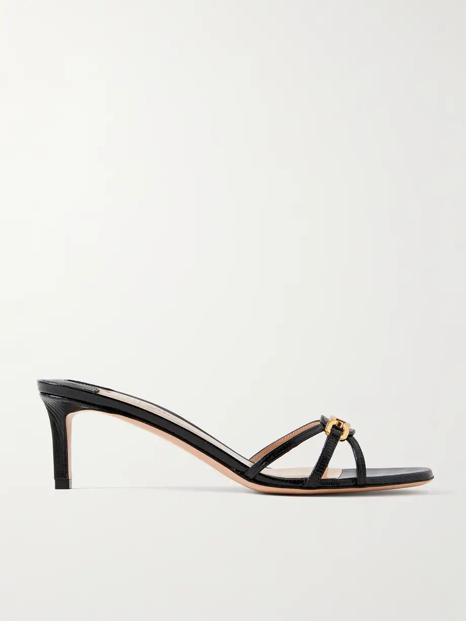 Whitney horsebit-embellished lizard-effect leather mules Whitney horsebit-embellished lizard-effect leather mules