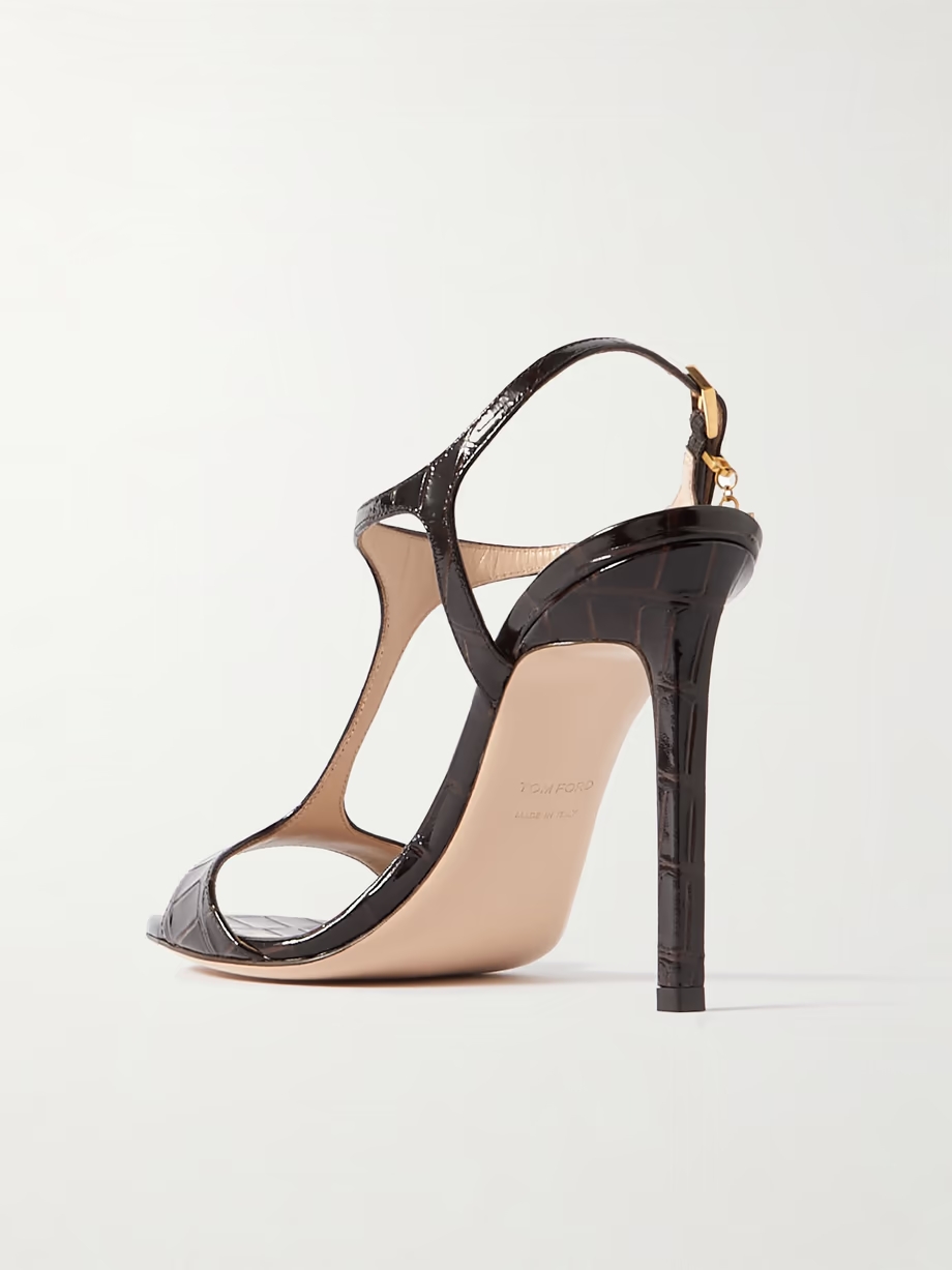 Angelina logo-embellished croc-effect leather sandals Angelina logo-embellished croc-effect leather sandals